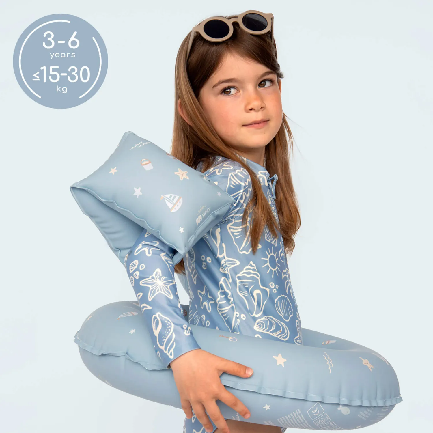 6 Lat+|3 Lata + | SIPO Dmuchane rękawki do pływania dla dzieci 3-6 lat (15-30 kg) - niebieskie