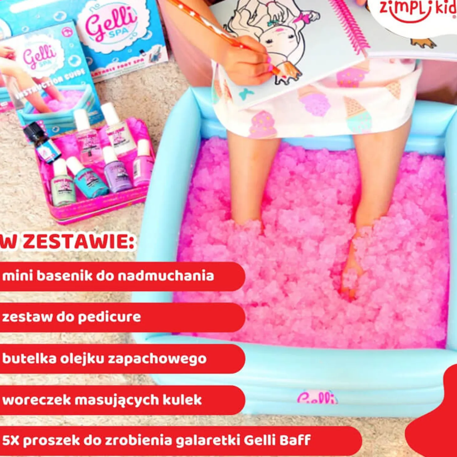 Domowe spa dla stóp z miską, przybornikiem i galaretką Gelli Spa, 5+