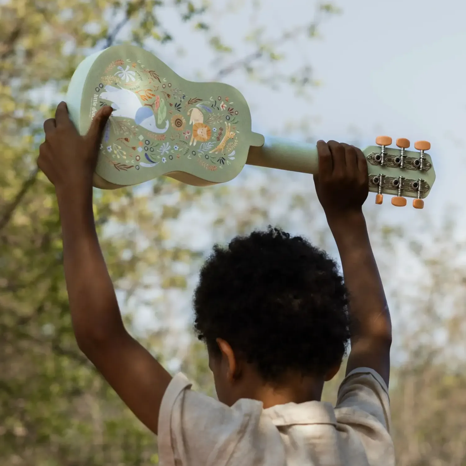 3 Lata +|4 Lata + | Little Dutch Drewniana gitara zielona Safari Friends FSC