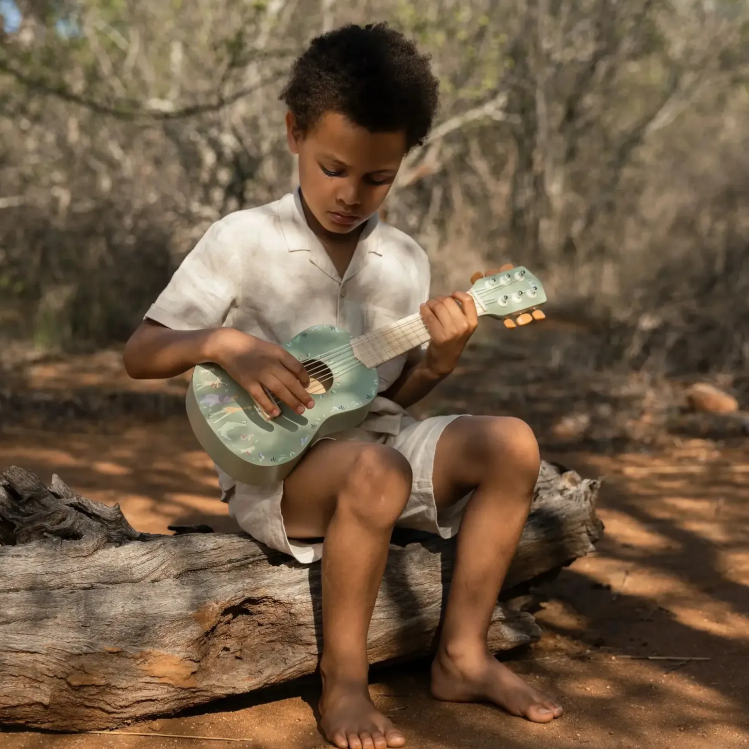 3 Lata +|4 Lata + | Little Dutch Drewniana gitara zielona Safari Friends FSC