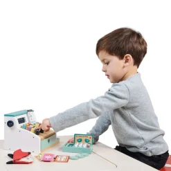 6 Lat+|3 Lata + | Tender Leaf Toys Drewniana kasa sklepowa ze skanerem