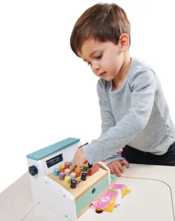 6 Lat+|3 Lata + | Tender Leaf Toys Drewniana kasa sklepowa ze skanerem