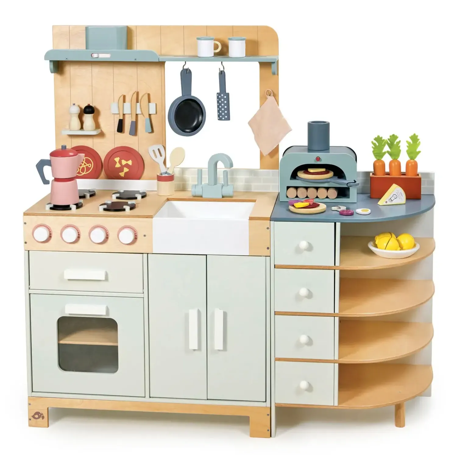 2 Lata +|Drewniane | Tender Leaf Toys Drewniana kuchnia XXL z piekarnikiem La Fiamma Grand Kitchen