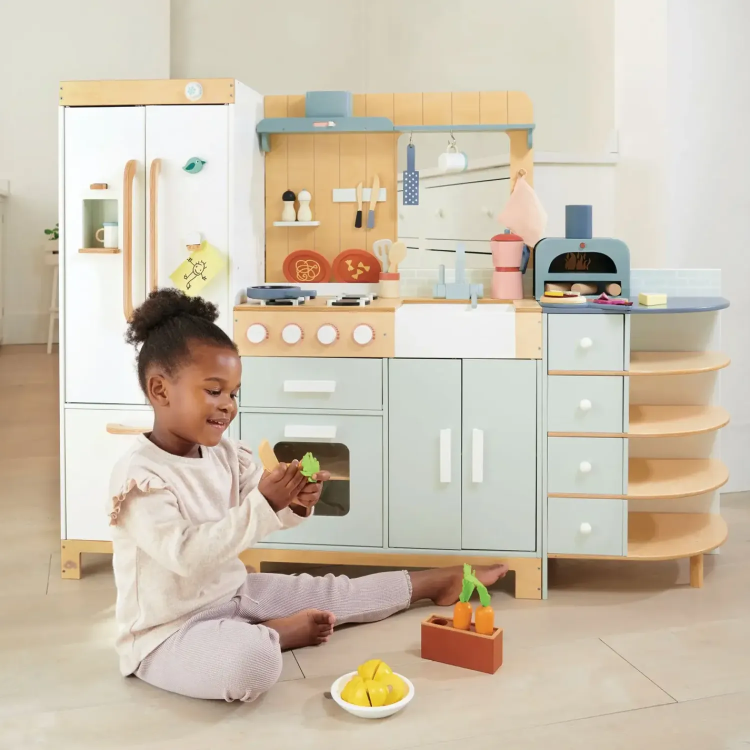 2 Lata +|Drewniane | Tender Leaf Toys Drewniana kuchnia XXL z piekarnikiem La Fiamma Grand Kitchen
