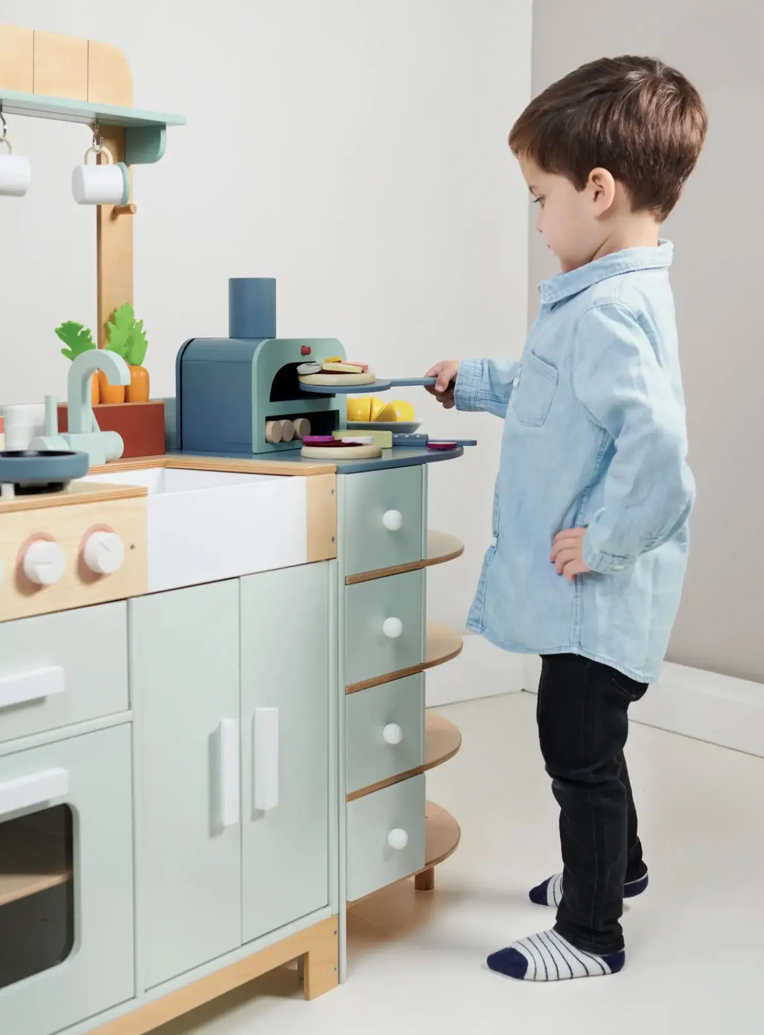 2 Lata +|Drewniane | Tender Leaf Toys Drewniana kuchnia XXL z piekarnikiem La Fiamma Grand Kitchen