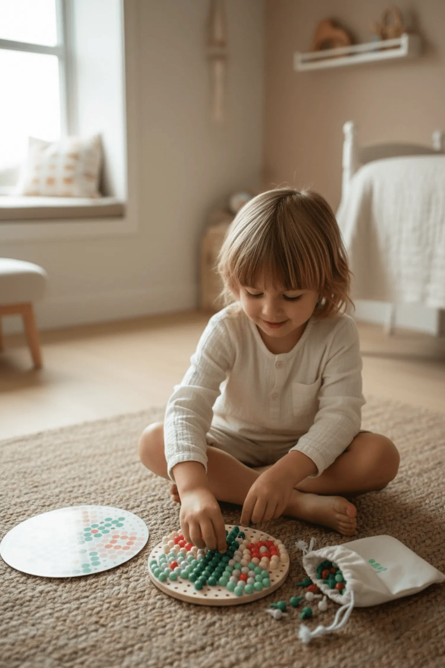4 Lata +|Drewniane | BS Toys Drewniana mozaika guzikowa układanka