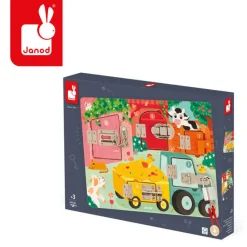 Montessori|Edukacyjne | Janod Drewniana tablica manipulacyjna Farma 3+