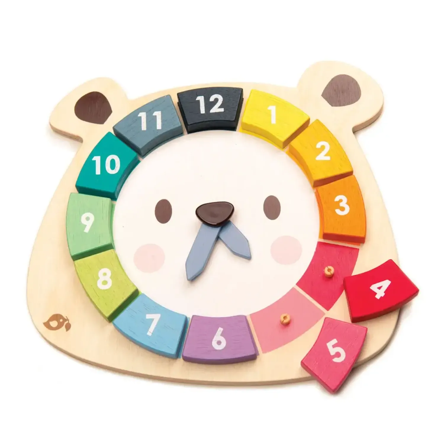 3 Lata +|2 Lata + | Tender Leaf Toys Drewniana zabawka edukacyjna - Kolorowy zegar Miś