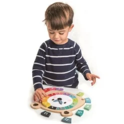 3 Lata +|2 Lata + | Tender Leaf Toys Drewniana zabawka edukacyjna - Kolorowy zegar Miś
