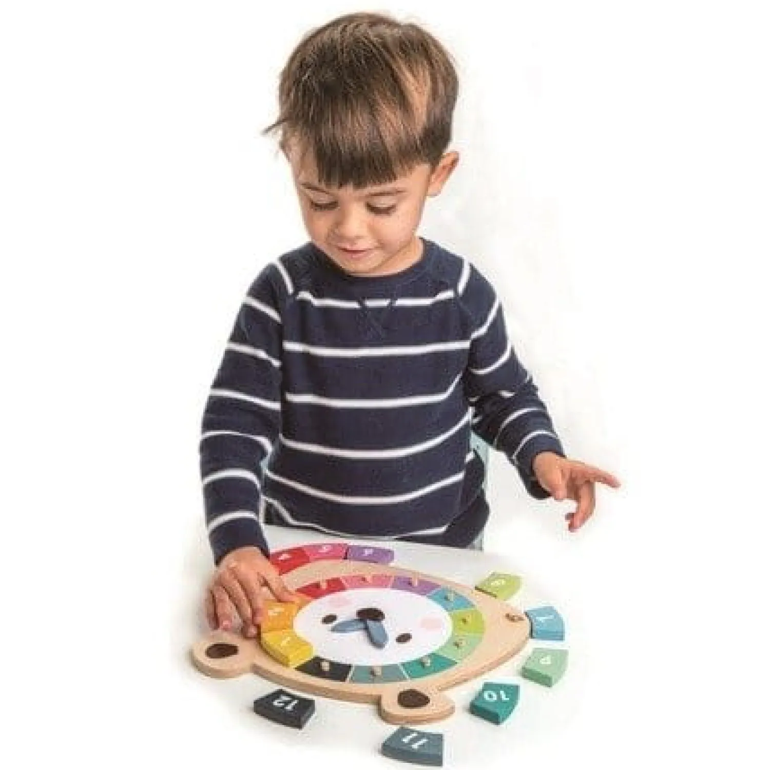 3 Lata +|2 Lata + | Tender Leaf Toys Drewniana zabawka edukacyjna - Kolorowy zegar Miś