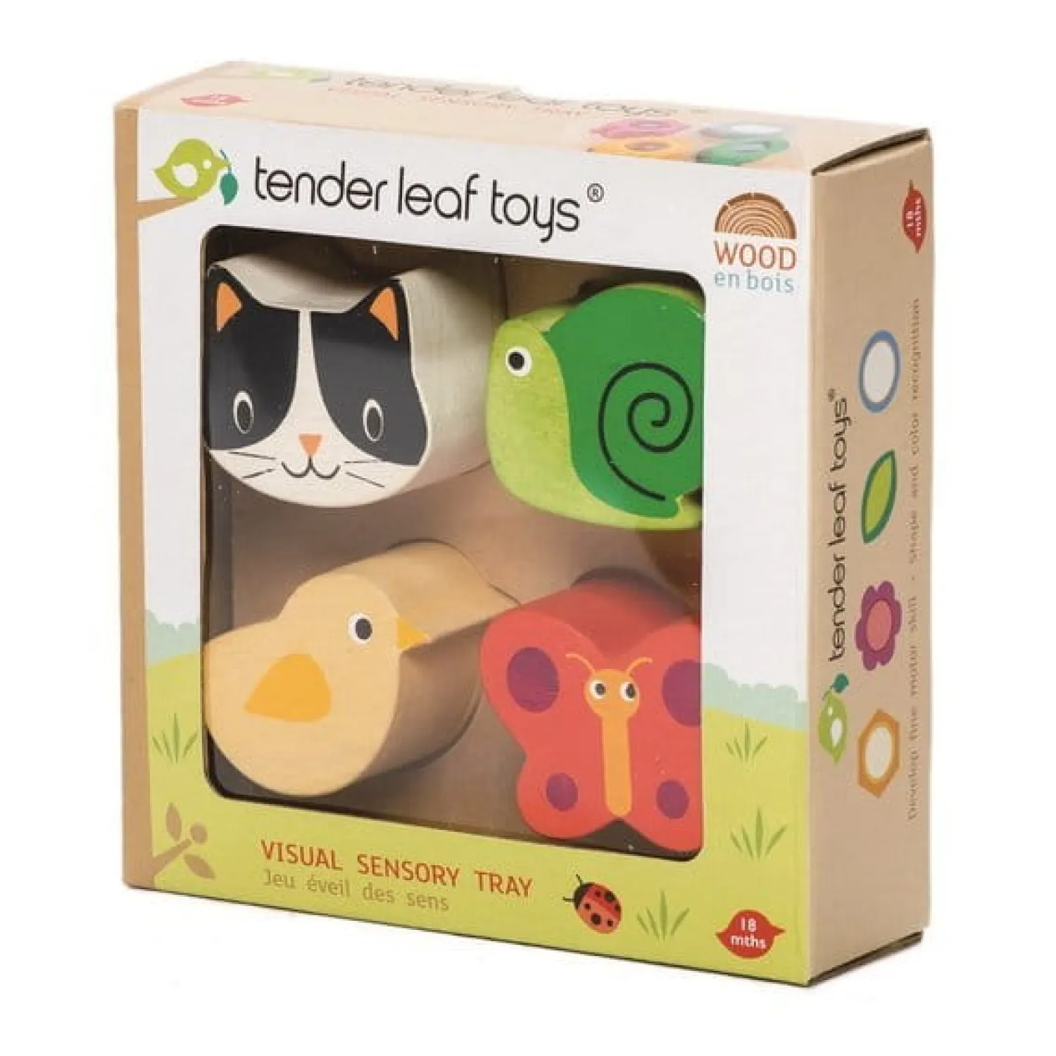 12M+|Drewniane | Tender Leaf Toys Drewniana zabawka sensoryczna - Zwierzęta - kształty i faktury