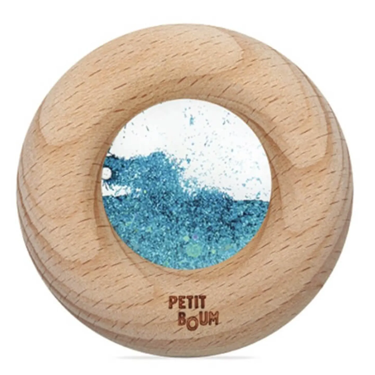 12M+|Sensoryczne | Petit Boum Drewniana zabawka sensoryczna Donut Calm - turkusowy