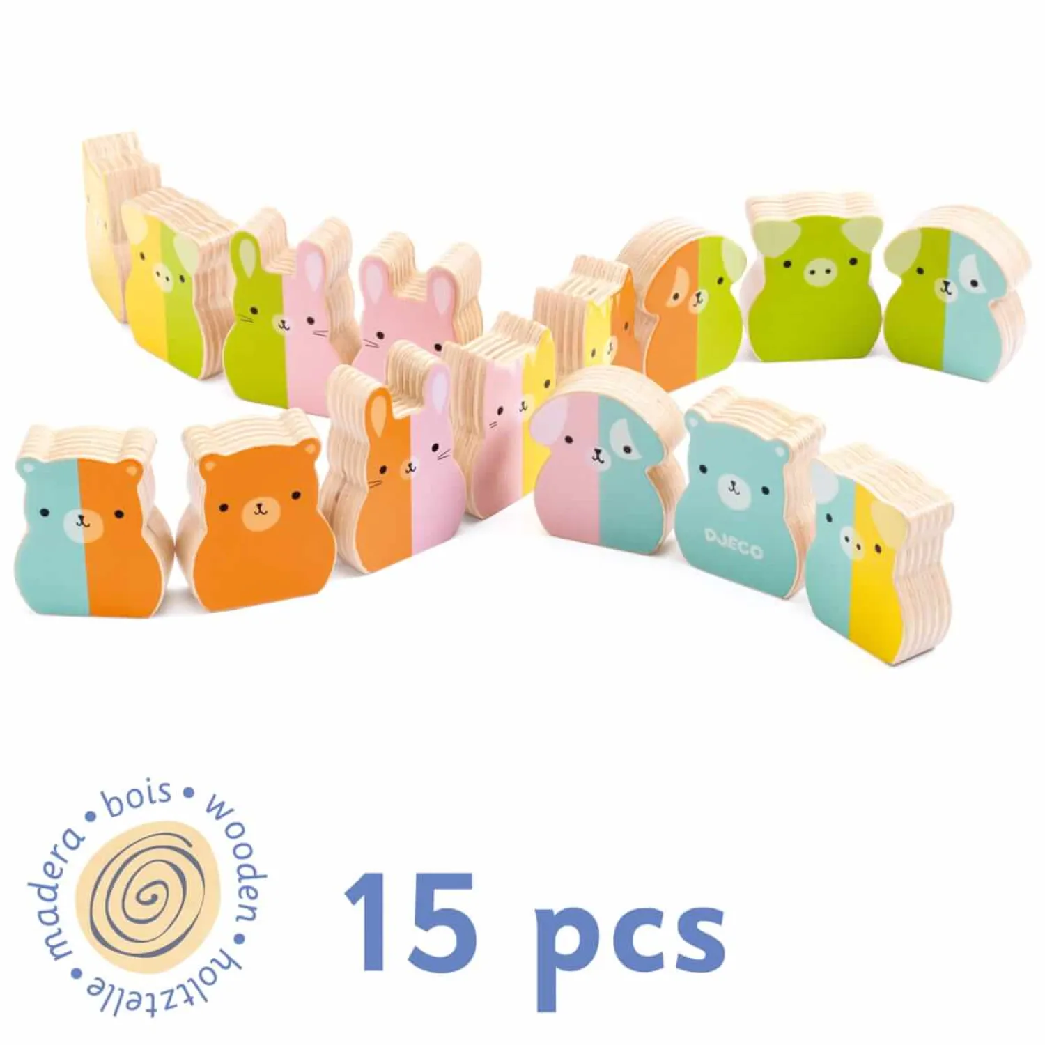 2 Lata + | Djeco Drewniane Domino Tiny-up