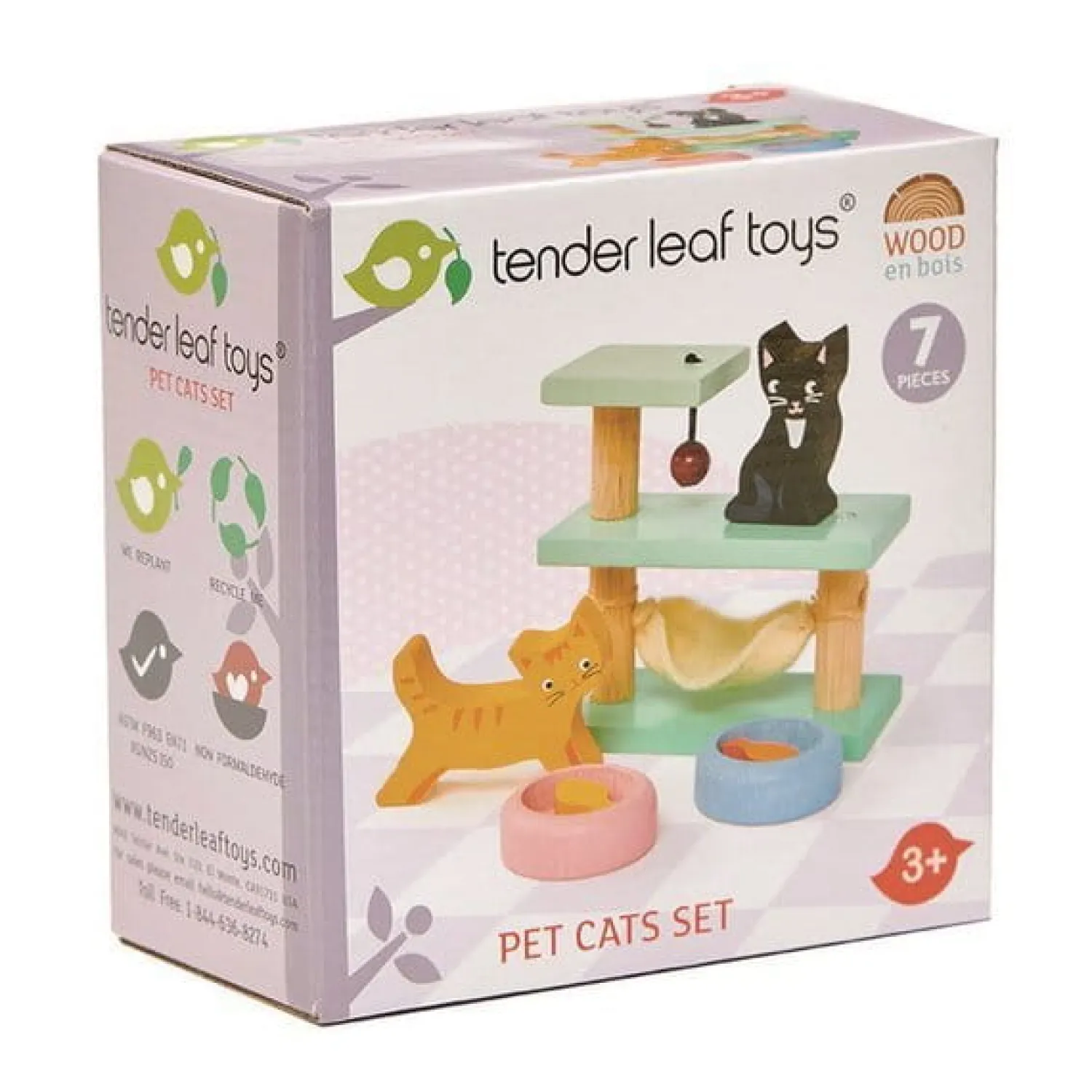 6 Lat+|3 Lata + | Tender Leaf Toys Drewniane figurki do zabawy - kotki