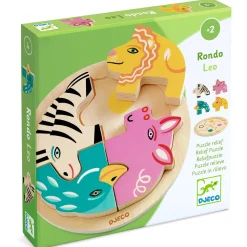2 Lata +|Puzzle | Djeco Drewniane okrągłe puzzle RONDO LEO