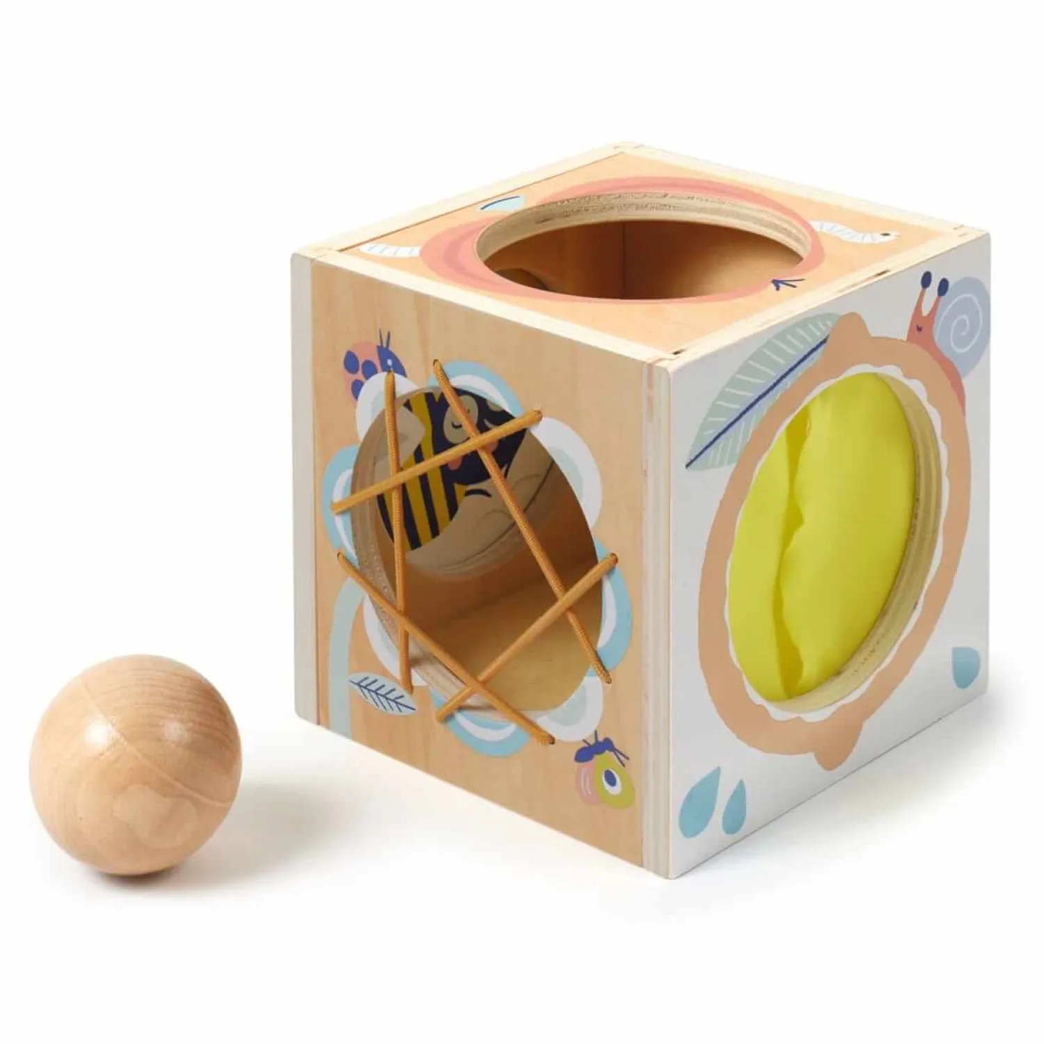 12M+|Aktywizujące | Djeco Drewniane pudełko sensoryczne BABYBOX