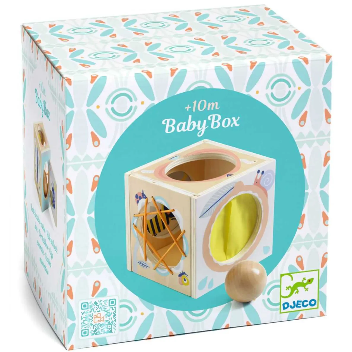 12M+|Aktywizujące | Djeco Drewniane pudełko sensoryczne BABYBOX