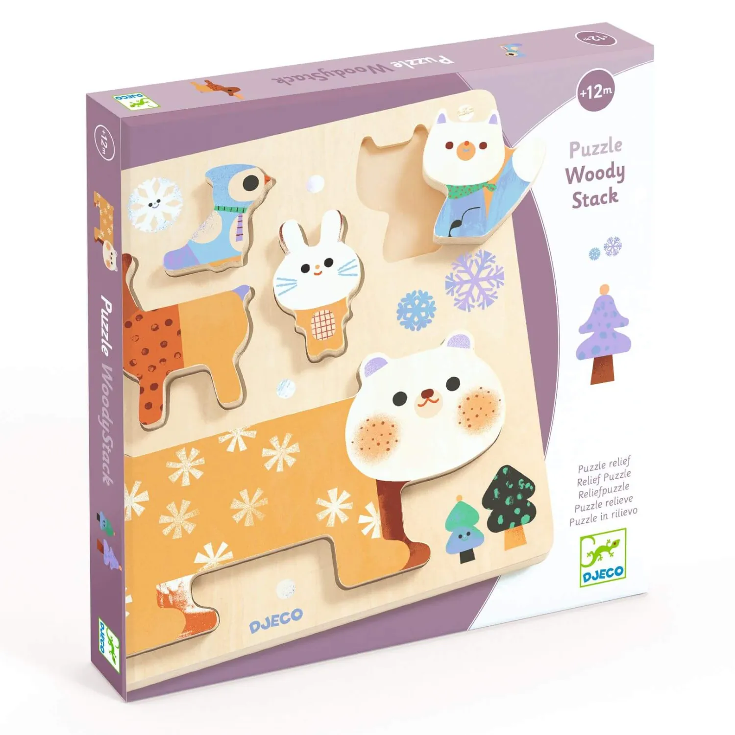 12M+|2 Lata + | Djeco Drewniane puzzle ZWIERZĄTKA ZIMĄ