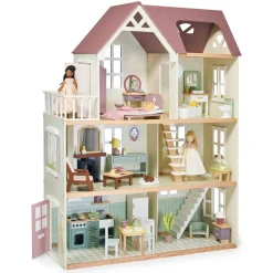 Akcesoria Dla Lalek|Drewniane | Tender Leaf Toys Drewniany domek XXL z wyposażeniem, Mulberry Mansion