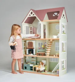 Akcesoria Dla Lalek|Drewniane | Tender Leaf Toys Drewniany domek XXL z wyposażeniem, Mulberry Mansion
