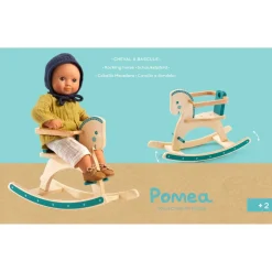 6 Lat+|3 Lata + | Djeco Drewniany konik na biegunach dla lalek POMEA