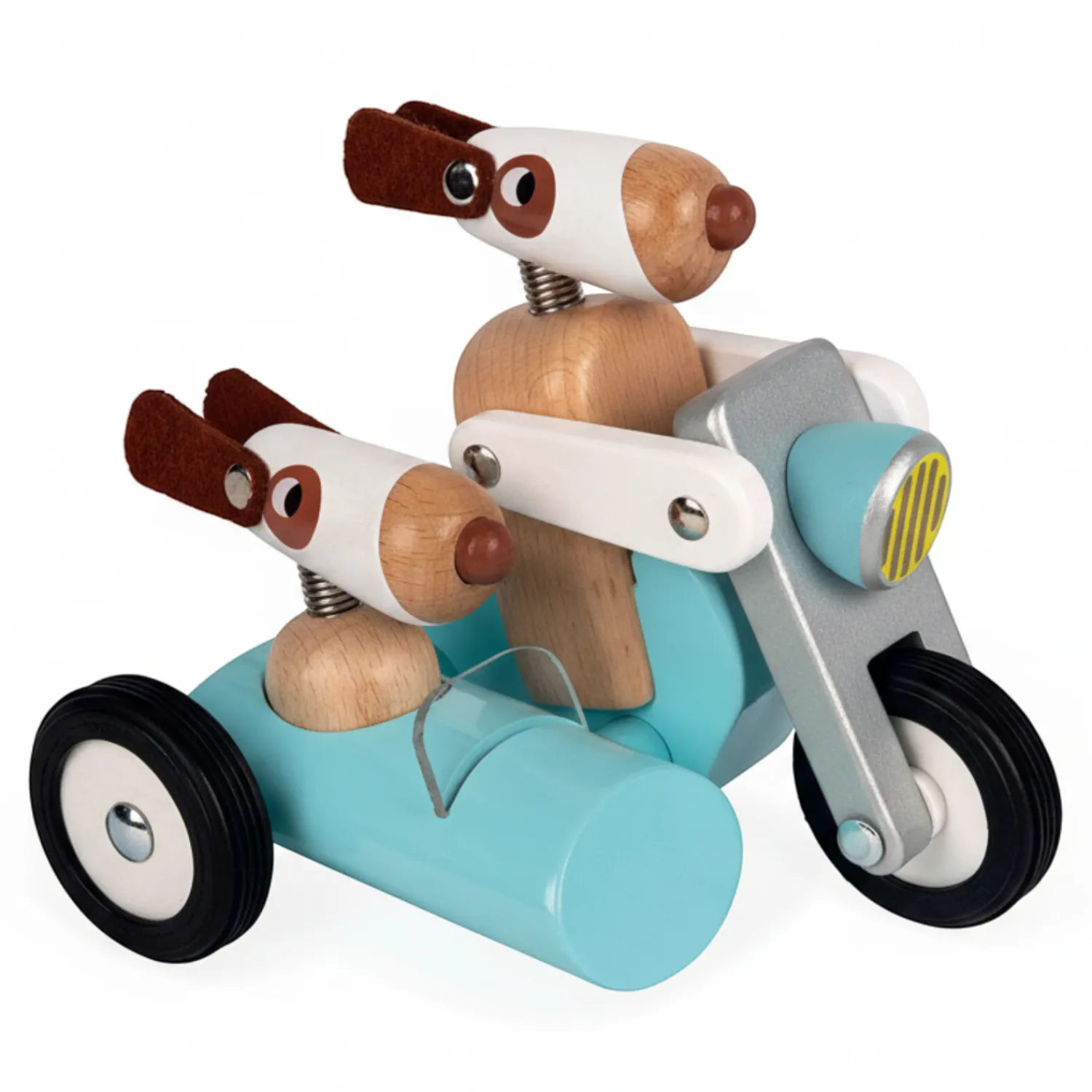 2 Lata +|3 Lata + | Janod Drewniany motocykl z bocznym wózkiem w stylu retro Spirit Philip