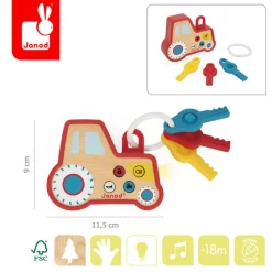 2 Lata +|Aktywizujące | Janod Drewniany traktor z dźwiękami i światełkiem Farma 18m+