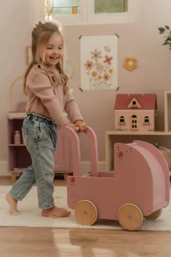 3 Lata +|2 Lata + | Little Dutch Drewniany wózek dla lalek z pościelą FSC