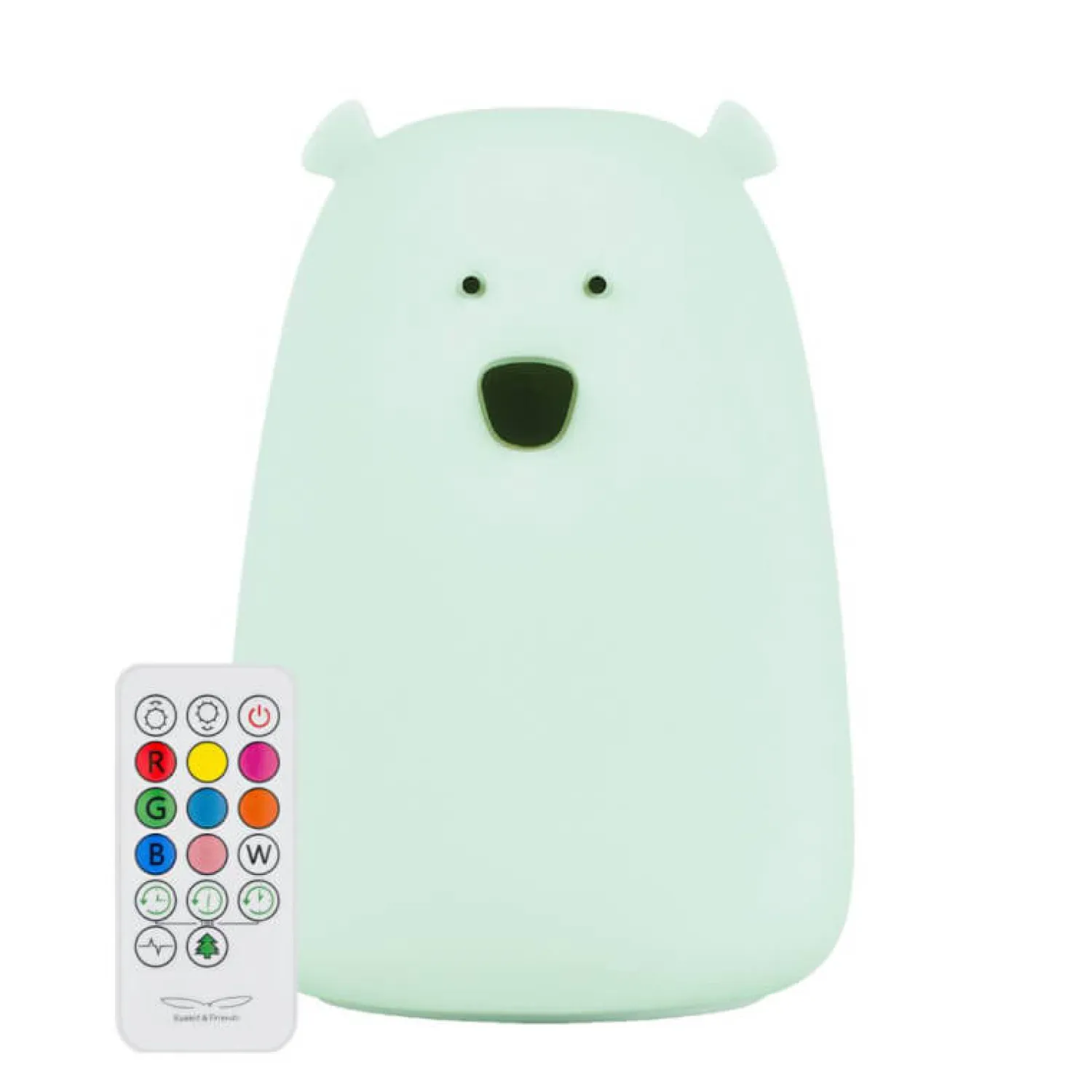 Lampki Nocne|Lampki Nocne | Rabbit&Friends Duża lampka led z PILOTEM MIŚ JASNA MIĘTA bezpieczna dla Twojego dziecka
