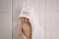 Duży bambusowy ręcznik cream - cat