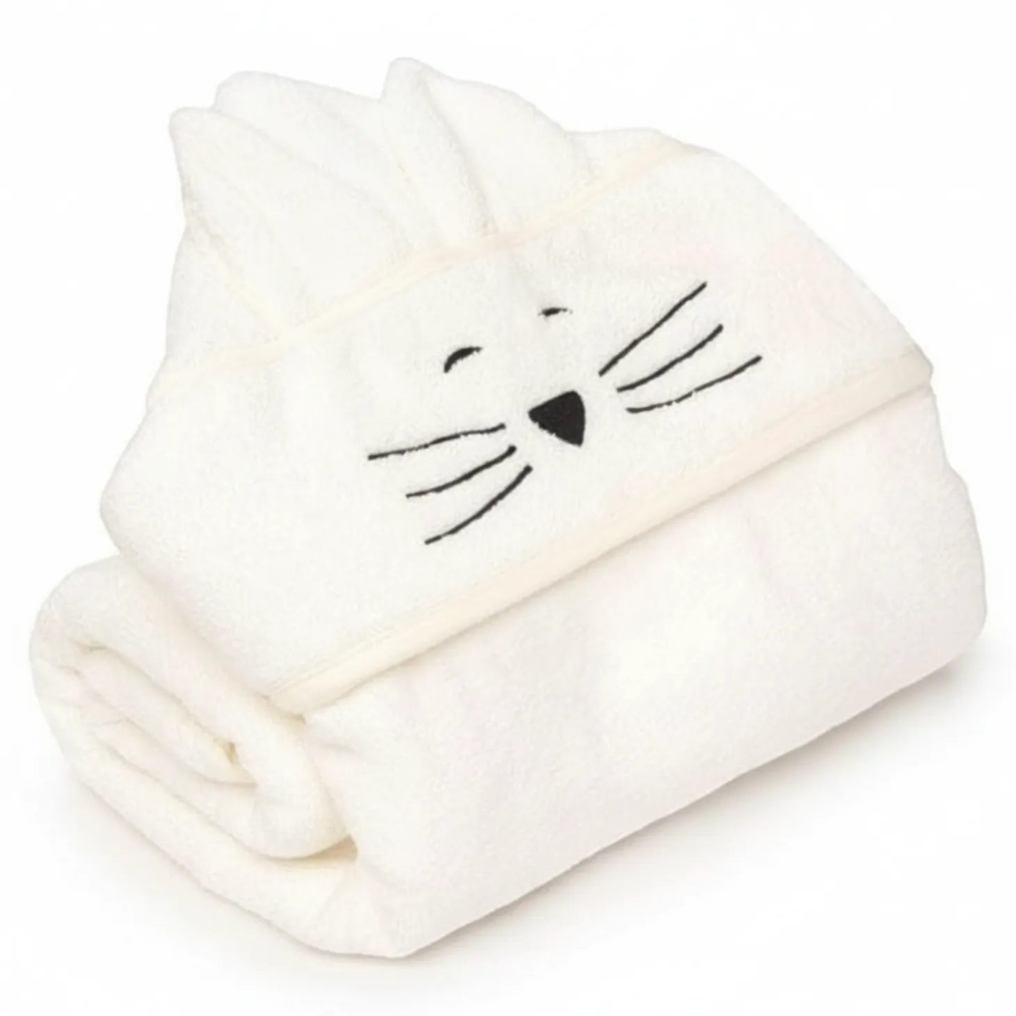 Duży bambusowy ręcznik cream - cat