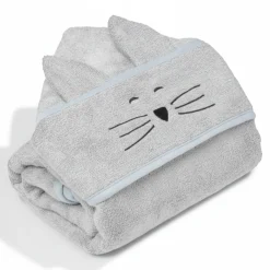 Ręczniki I Myjki|Ręczniki I Myjki | My Memi Duży bambusowy ręcznik light grey - cat