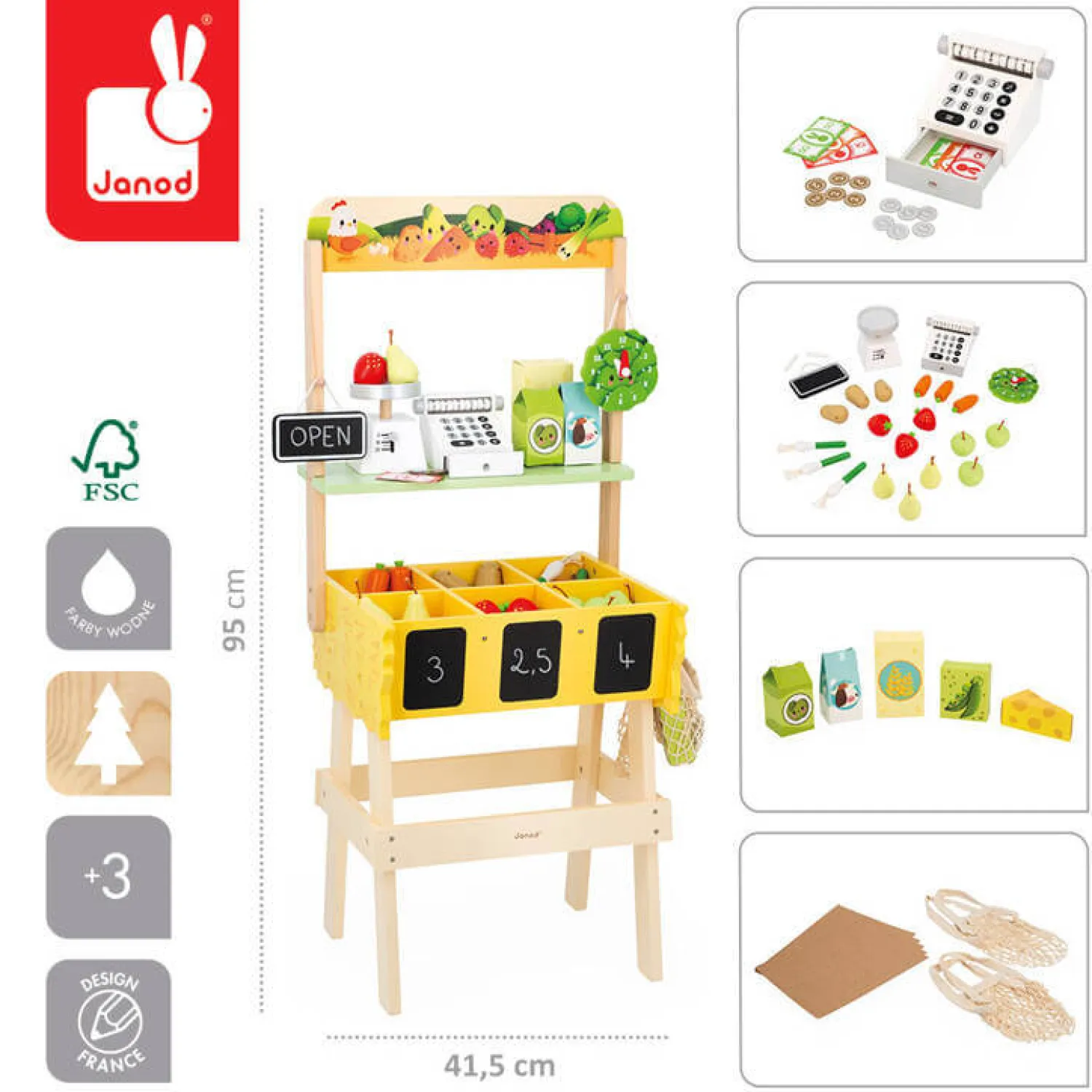 2 Lata +|Edukacyjne | Janod Duży sklep warzywniak Farma 3+