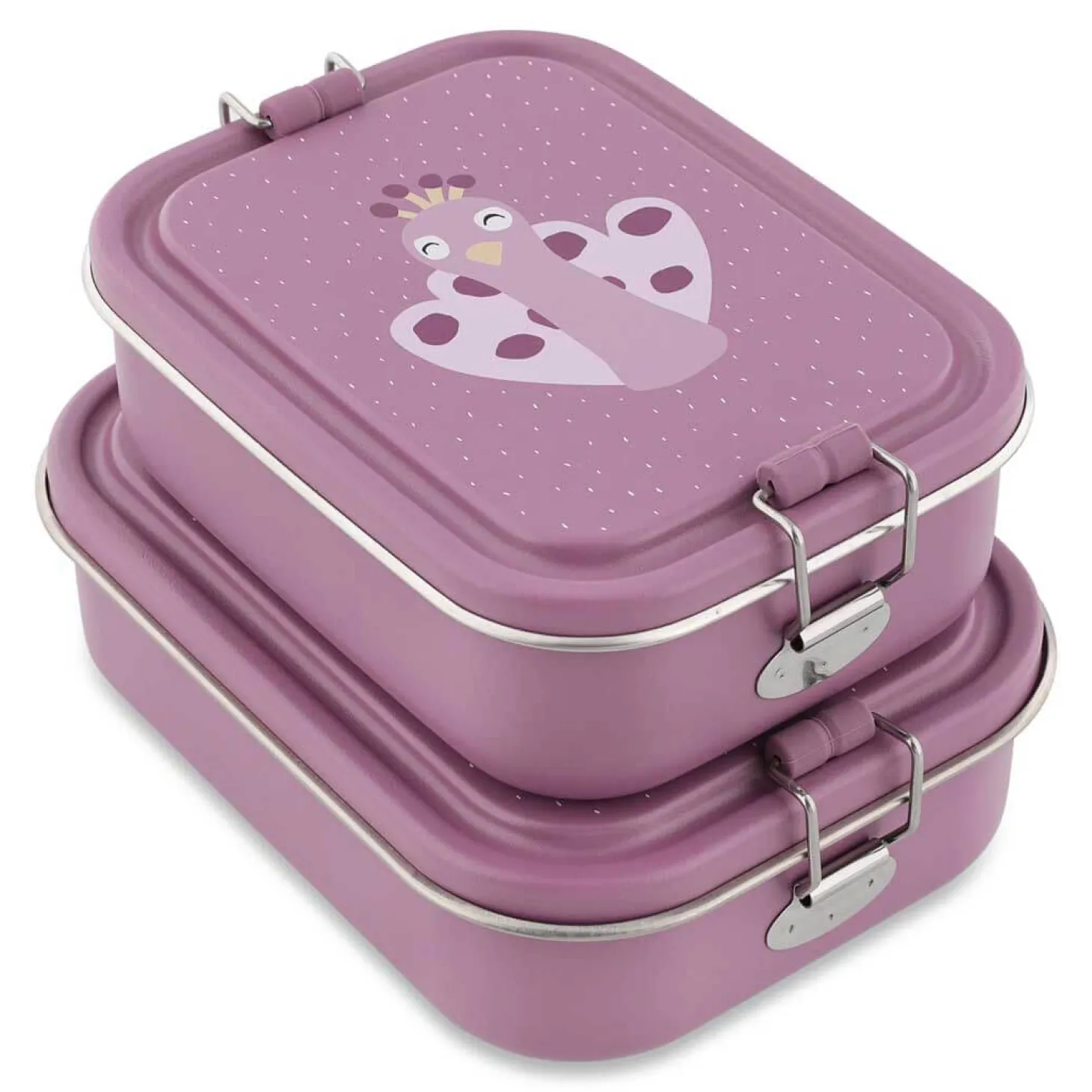 Duży stalowy lunchbox - Paw