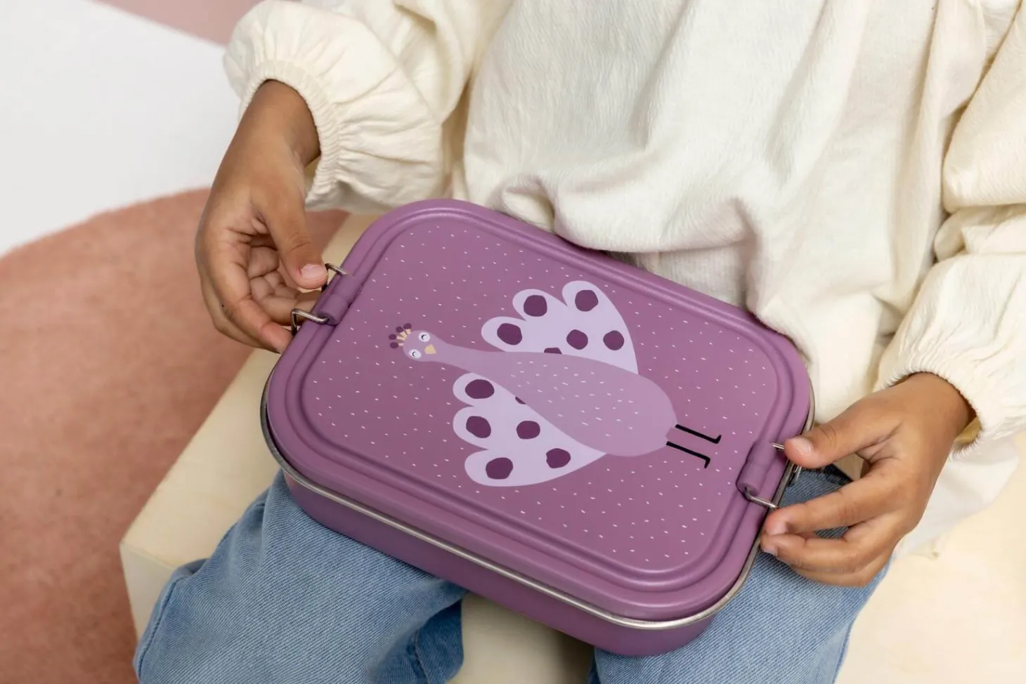 Duży stalowy lunchbox - Paw