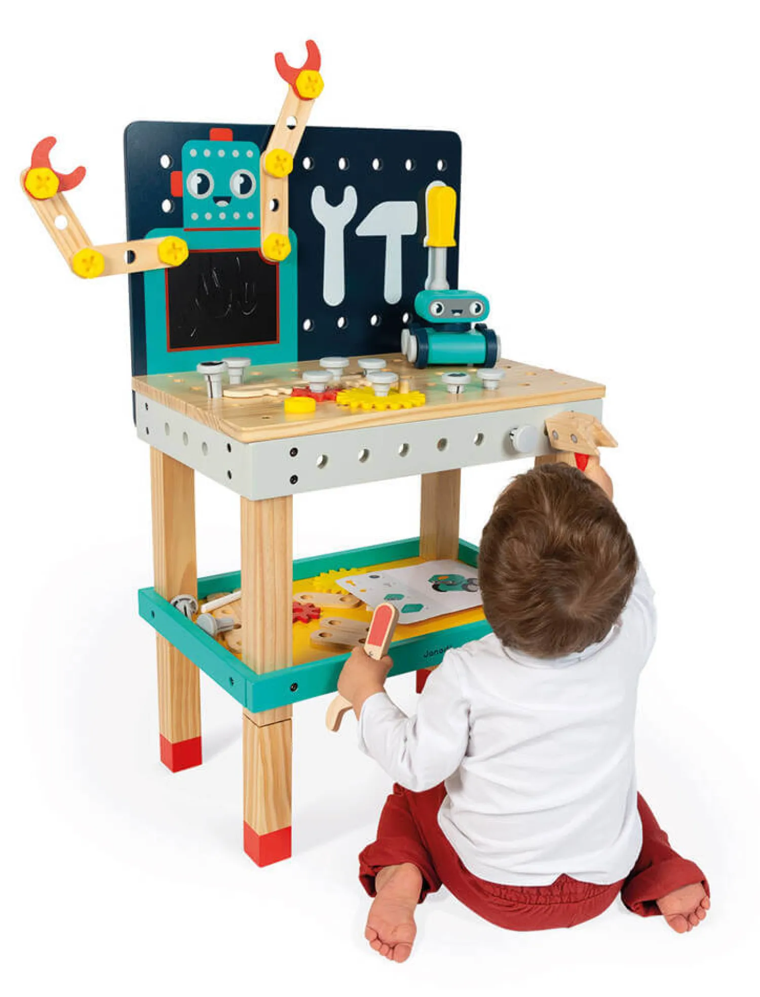 Odgrywanie Ról|6 Lat+ | Janod Duży stolik warsztat drewniany magnetyczny Robot Brico ‘Kids 3+