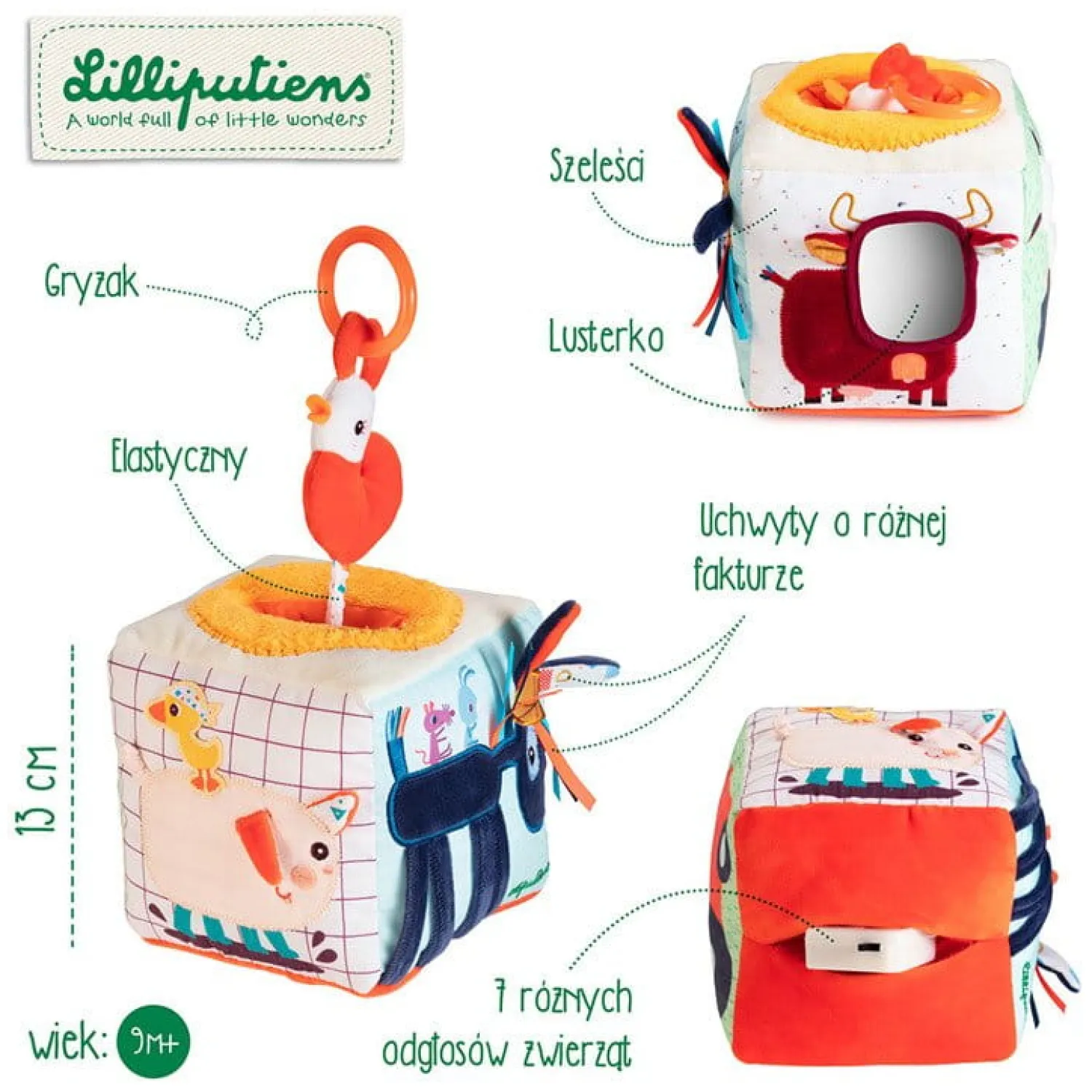 12M+|Aktywizujące | Lilliputiens Dźwiękowa kostka aktywizująca wielofunkcyjna Farma 9m+
