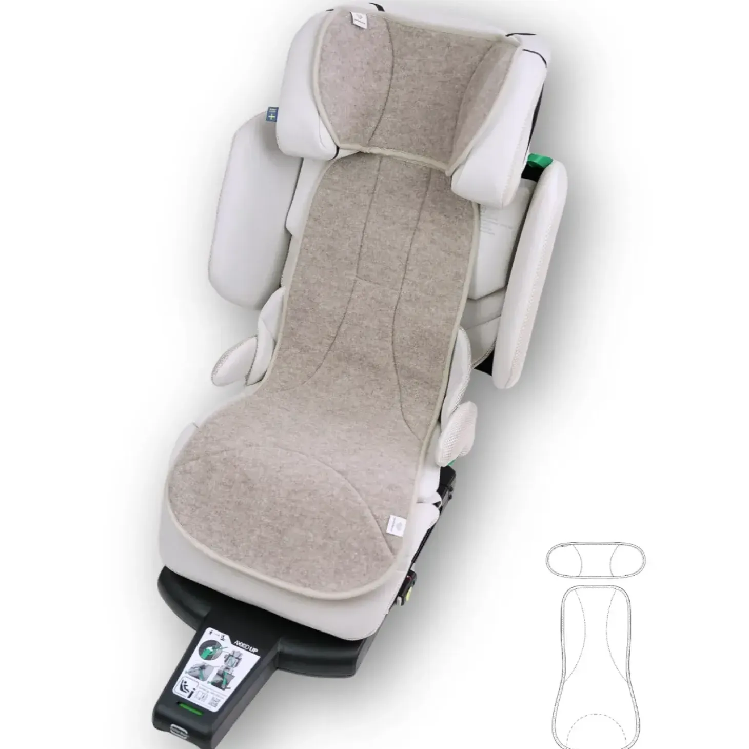 Dwuczęściowa wełniana wkładka termoregulacyjna MAXI PLUS merino do fotelika (15-36 kg) BEŻOWA