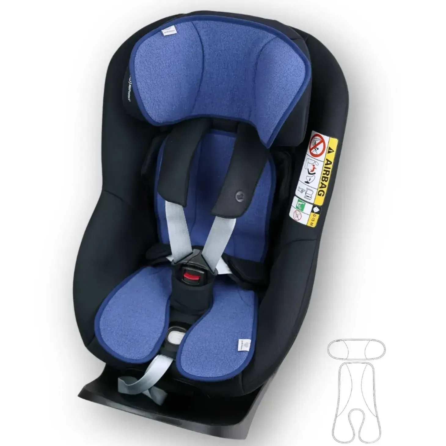 Dwuczęściowa wełniana wkładka termoregulacyjna MIDI merino do fotelika do 105 cm DENIM