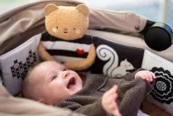 Kontrastowe|Aktywizujące | Taf Toys Dwustronna książeczka sensoryczna - przytulny miś