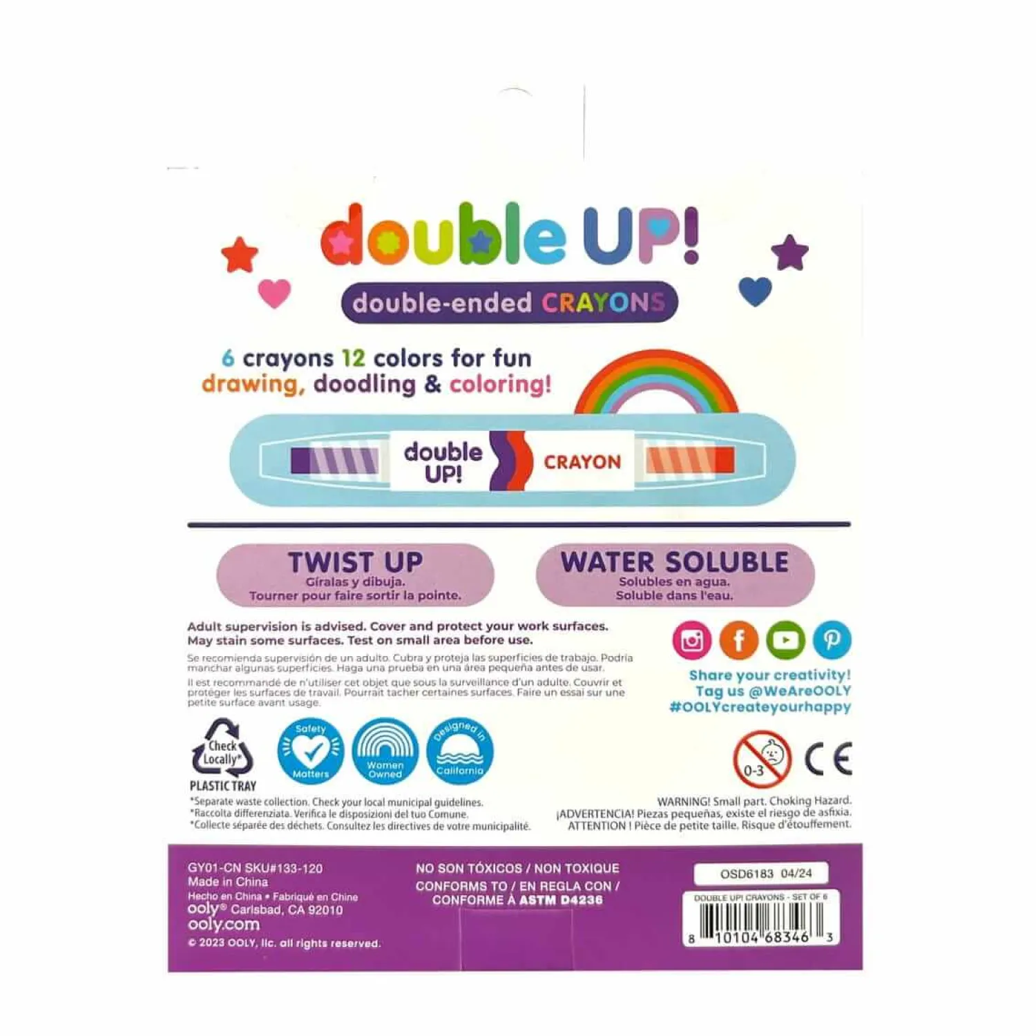8 Lat+|6 Lat+ | Ooly Dwustronne kredki Double Up, 6 szt.