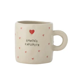 Naczynia Dla Dzieci | Bloomingville Mini Dziecięcy kubek z kamionki Christy - Nature, red heart