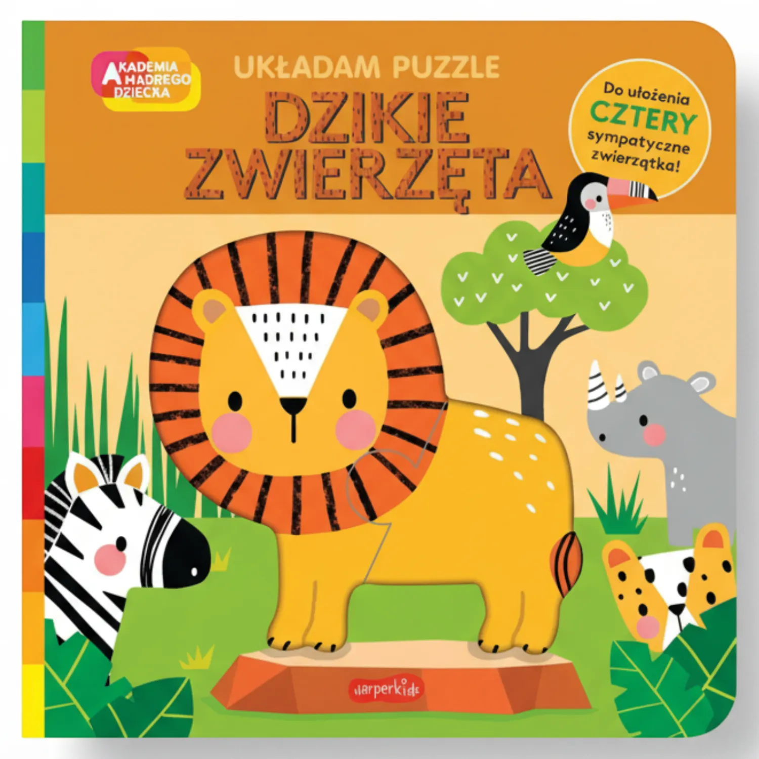 Ruchome Elementy|0-2 Lat | HarperCollins Dzikie zwierzęta. Akademia Mądrego Dziecka. Układam puzzle