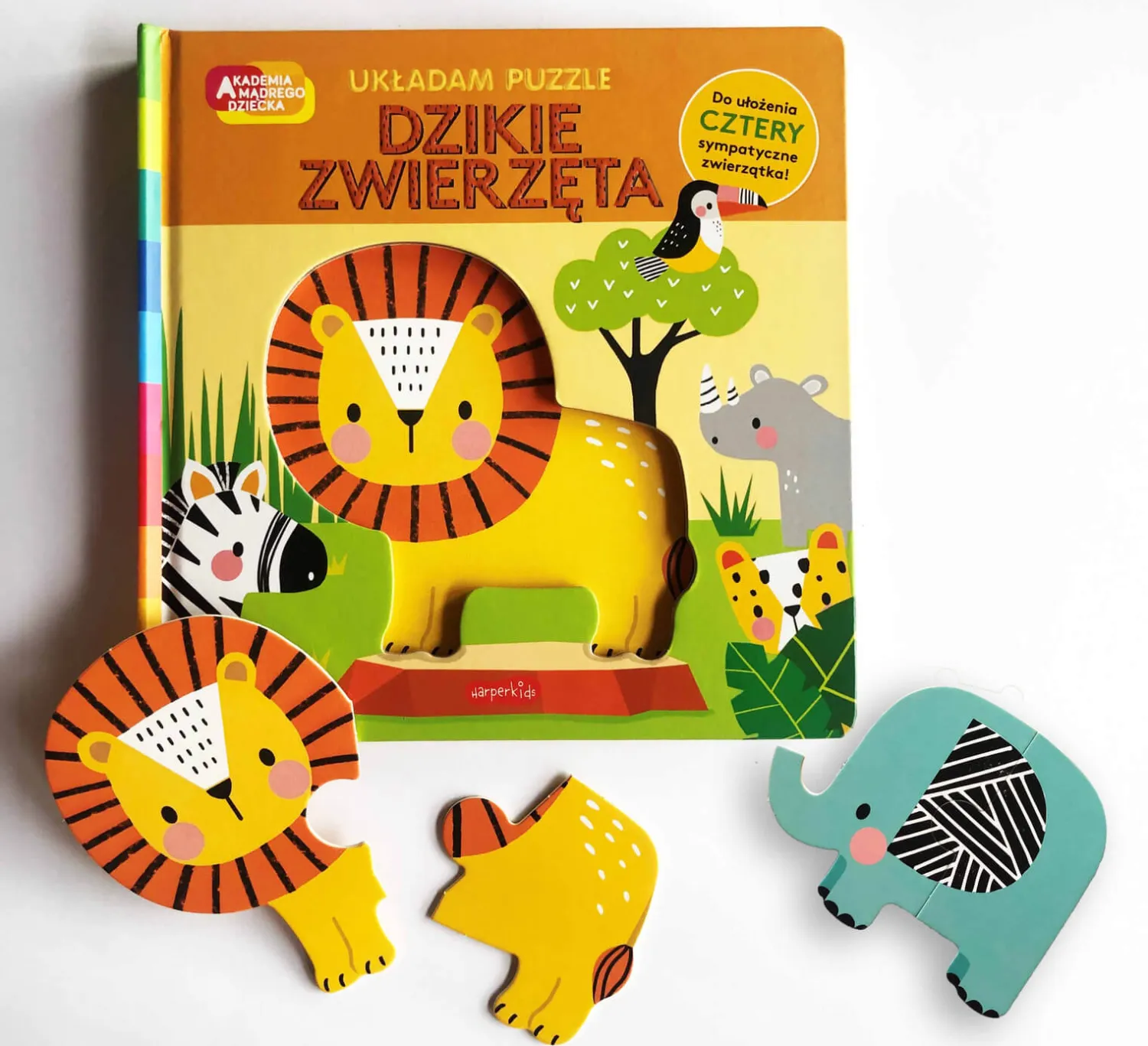 Ruchome Elementy|0-2 Lat | HarperCollins Dzikie zwierzęta. Akademia Mądrego Dziecka. Układam puzzle