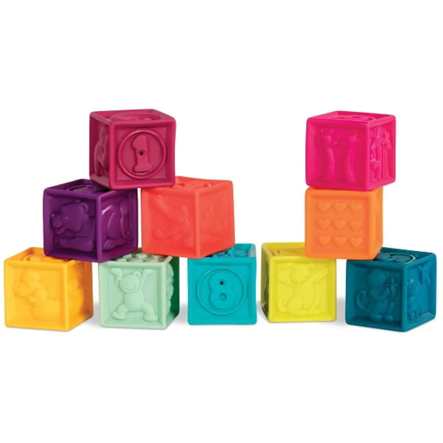 12M+|2 Lata + | B.Toys Elemenosqueeze – klocki miękkie – zestaw duży