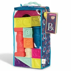 12M+|2 Lata + | B.Toys Elemenosqueeze – klocki miękkie – zestaw duży
