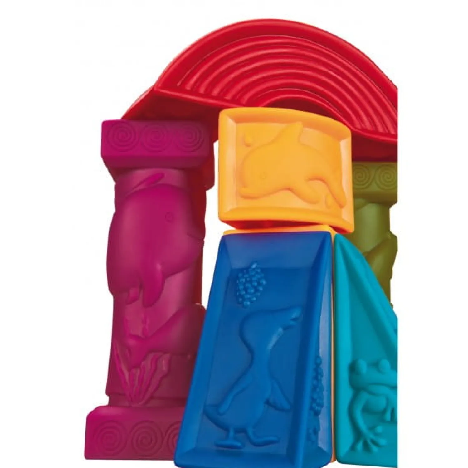 12M+|2 Lata + | B.Toys Elemenosqueeze – klocki miękkie – zestaw duży