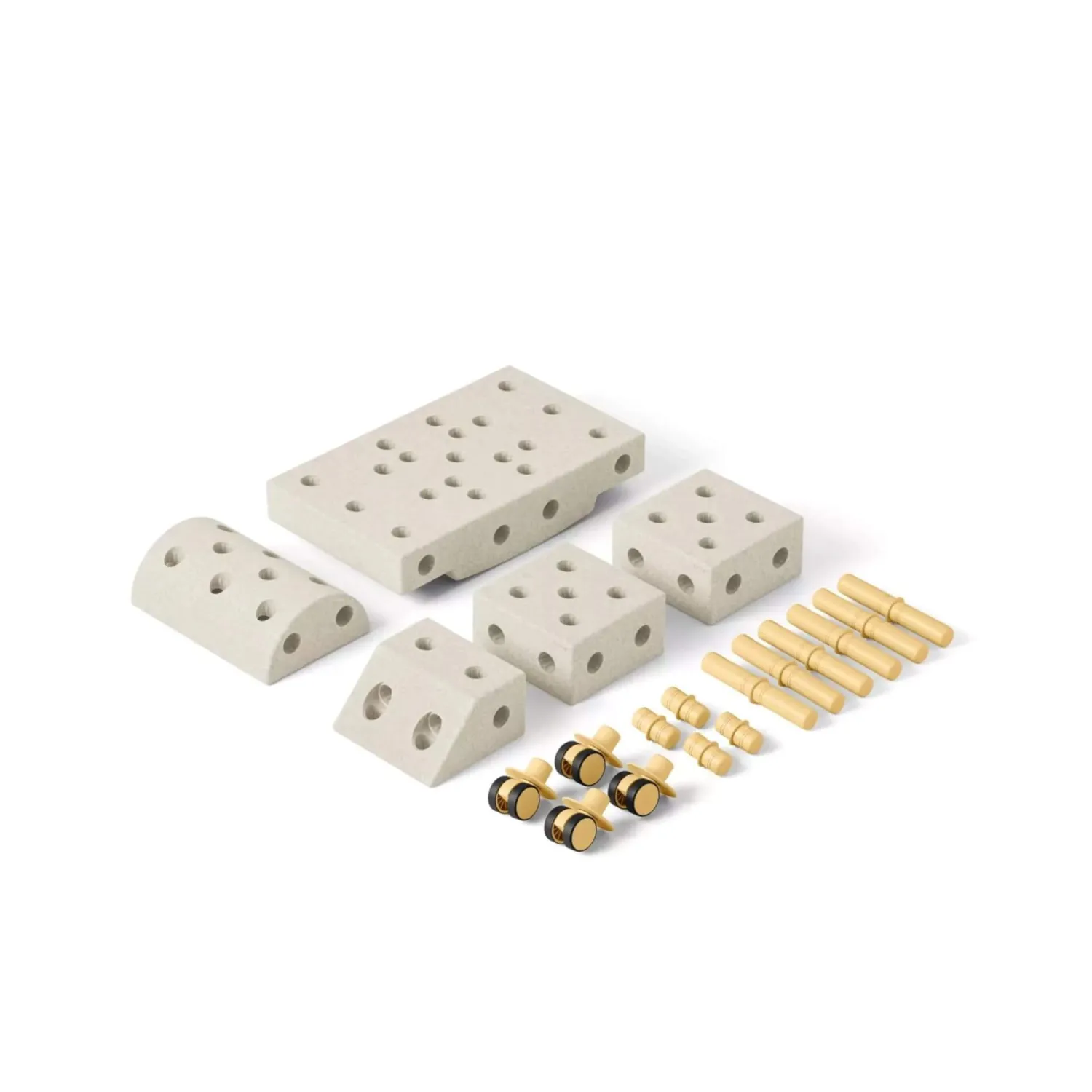 12M+|6 Lat+ | MODU Explorer set - Kreatywne klocki rozwijające motorykę dużą: Sand Grey, Honey Yellow 8w1