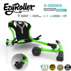 8 Lat+ | EzyRoller Spinner Pro X Pojazd gokart napędzany nogami z funkcją 360° 10 lat+ - Green
