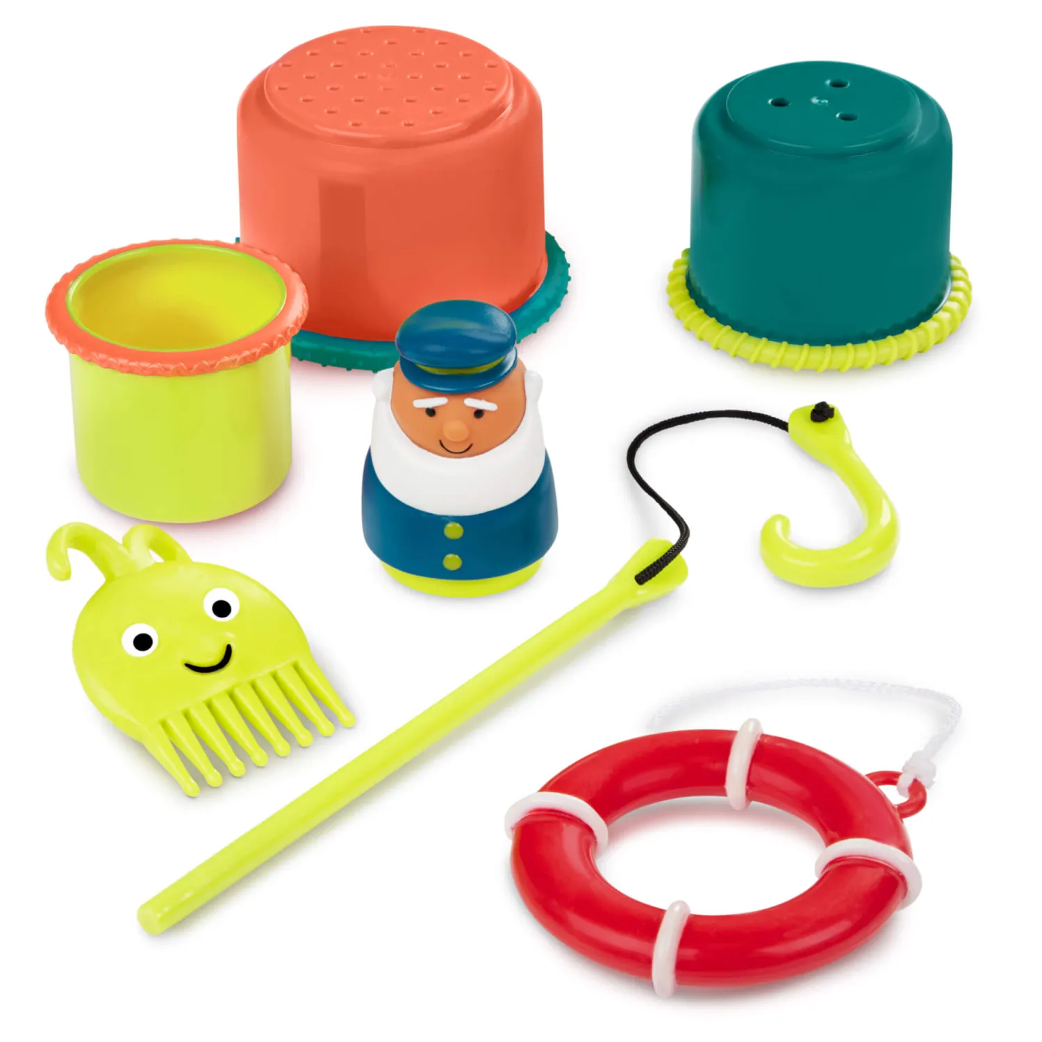 Zabawki Do Kąpieli|12M+ | B.Toys Fish & Splish – statek z akcesoriami - wersja jasnoniebieska